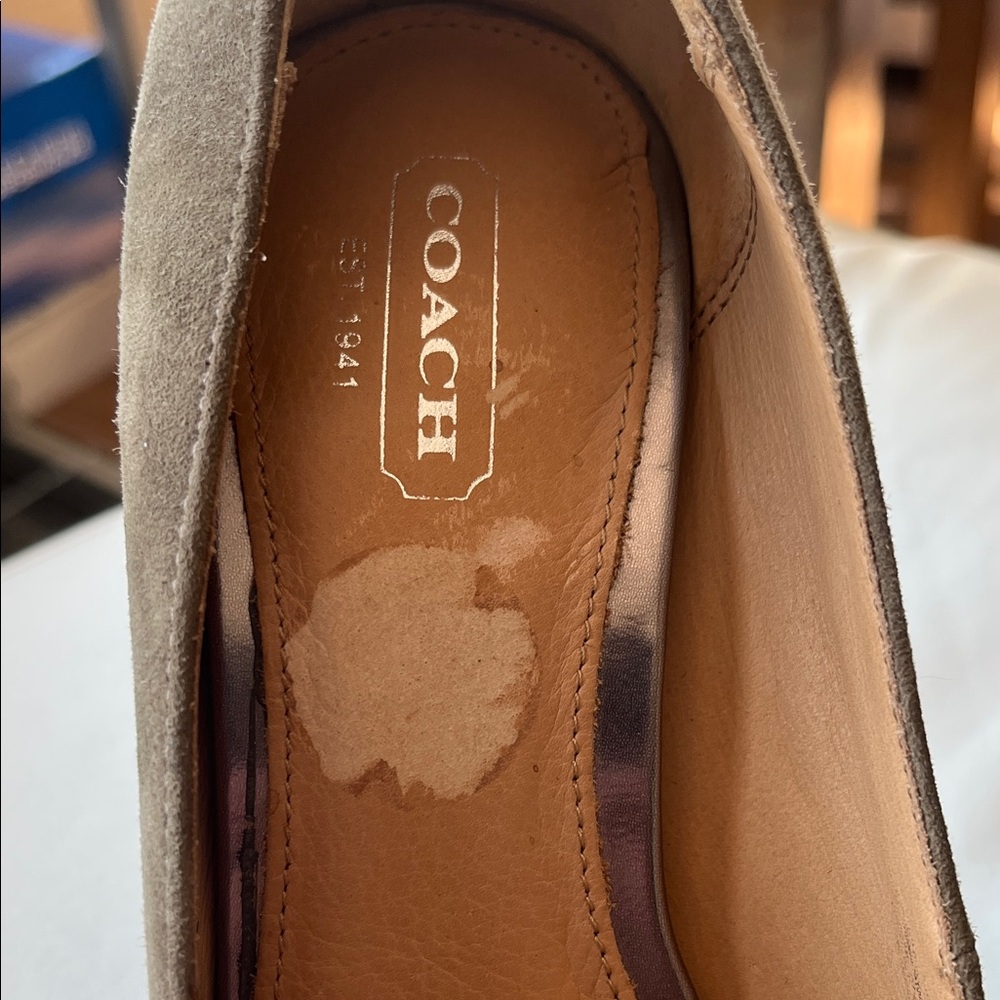 Coach Gray Suede Block Heel Pumps Office Formal 3 inch High - Picture 4 of 10